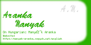 aranka manyak business card